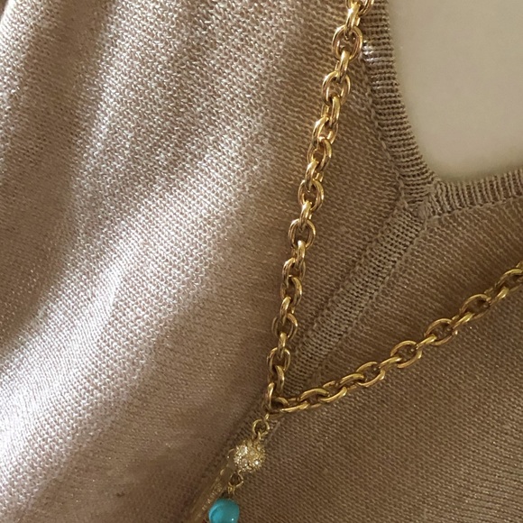 Talbots Reversible Gold Short Sleeve Sweater~M - Picture 5 of 7